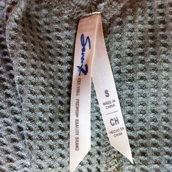 Seven7 Women's Oversized Drop-Shoulder Waffle Cotton  Top Heathered Grey-Olive - Picture 7 of 10